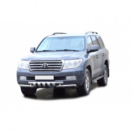 Защита переднего бампера «Труба двойная» Люкс (d63,5) для Toyota Land Cruiser 200 (2007-2011)(Окрашенное) купить недорого с доставкой в Можайск