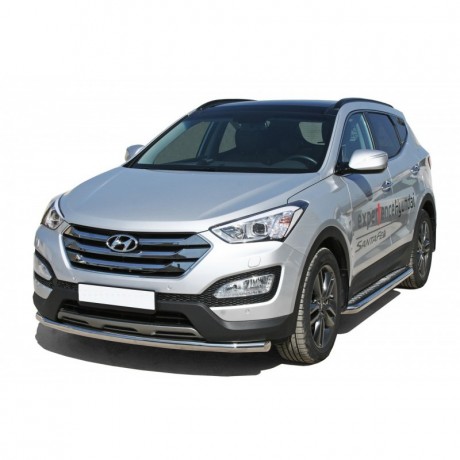 Защита переднего бампера «Труба» (d63,5) для Hyundai Santa Fe (2012-2016)(Окрашенное) купить недорого с доставкой в Можайск