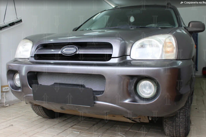Защита радиатора "Standart" Hyundai Santa Fe (2000-2006) низ, хром купить недорого с доставкой в Можайск