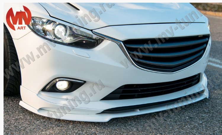 Сплиттер переднего бампера под клыки №2 "Lite Style" для Mazda 6 (2013-н.в.) купить недорого с доставкой в Можайск