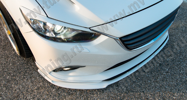 Сплиттер переднего бампера под клыки №2 "Lite Style" для Mazda 6 (2013-н.в.) купить недорого с доставкой в Можайск