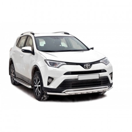 Защита переднего бампера «Труба двойная» (d51) для Toyota RAV4 рестайлинг (2015-н.в.)(Окрашенное) купить недорого с доставкой в Можайск