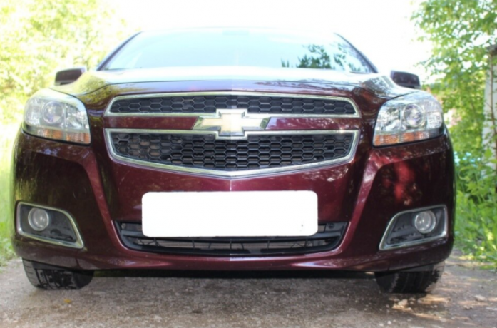 Защита радиатора "Standart" Chevrolet Malibu (2012-2015) чёрная купить недорого с доставкой в Можайск