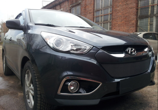 Защита радиатора "Standart" Hyundai ix35 (2009-2013) чёрная купить недорого с доставкой в Можайск