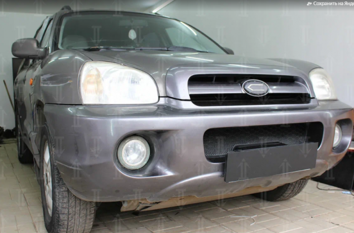 Защита радиатора "Standart" Hyundai Santa Fe (2000-2006) верх, чёрная купить недорого с доставкой в Можайск