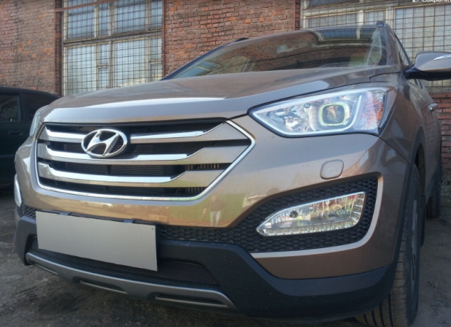 Защита радиатора "Standart" Hyundai Santa Fe (2012-2015) чёрная купить недорого с доставкой в Можайск