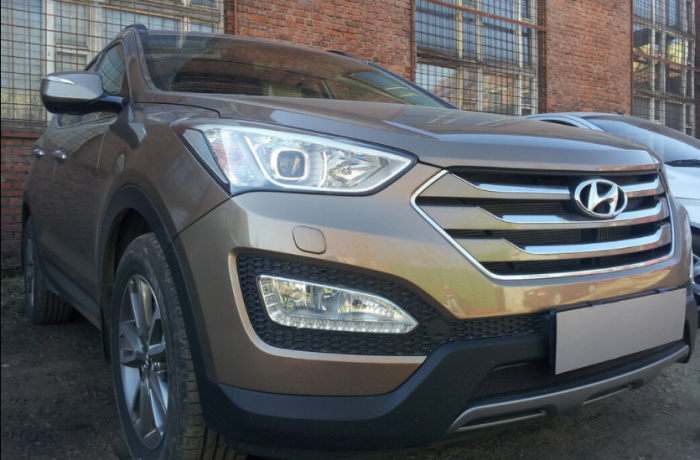 Защита радиатора "Standart" Hyundai Santa Fe (2012-2015) чёрная купить недорого с доставкой в Можайск