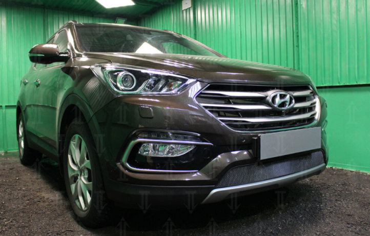 Защита радиатора "Standart" Hyundai Santa Fe (2015-2018) чёрная купить недорого с доставкой в Можайск