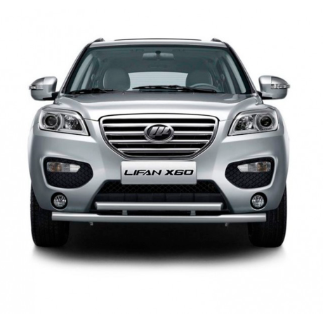 Защита переднего бампера двойная d63/51мм (НПС) Lifan X60 (2012-2016 г.в.) купить недорого с доставкой в Можайск