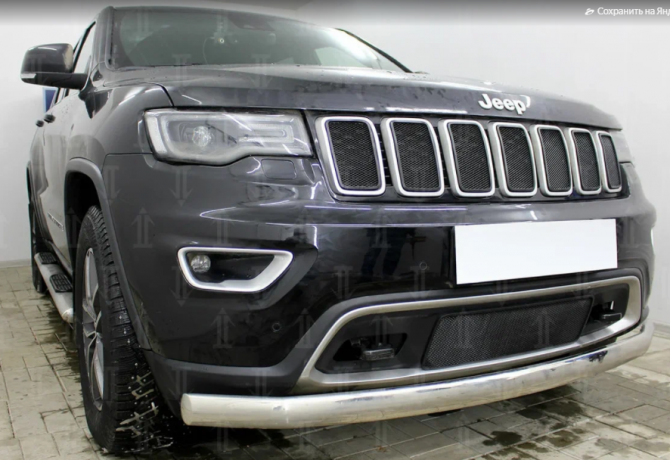 Защита радиатора "Standart" Jeep Grand Cherokee (2018-н.в.) верх, чёрная купить недорого с доставкой в Можайск