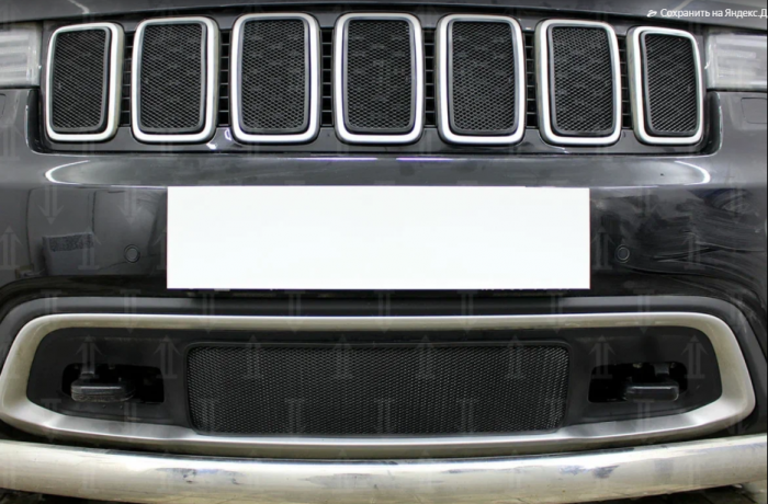 Защита радиатора "Standart" Jeep Grand Cherokee (2018-н.в.) верх, чёрная купить недорого с доставкой в Можайск