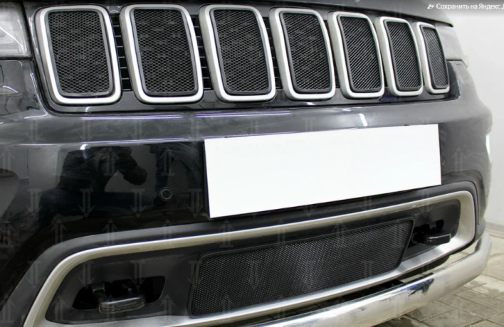 Защита радиатора "Standart" Jeep Grand Cherokee (2018-н.в.) верх, чёрная купить недорого с доставкой в Можайск