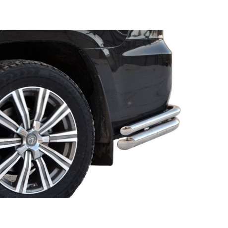 Защита заднего бампера «Уголки двойные» (d76\51) для Lexus LX 450d (2016-н.в)(Нерж. Сталь) купить недорого с доставкой в Можайск