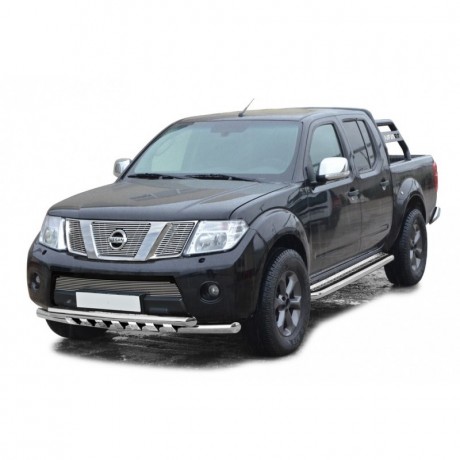 Защита порогов с алюминиевым листом (d63,5) для Nissan Navara (2010-2015)(Окрашенное) купить недорого с доставкой в Можайск