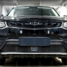 Защита радиатора "Standart" Geely Tugella FY11 (2019-н.в.) верх с камерой, чёрная купить недорого с доставкой в Можайск