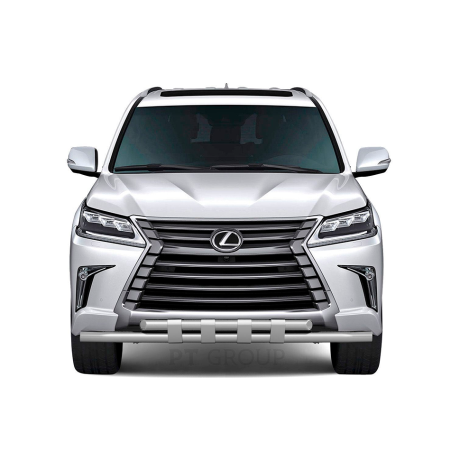 Защита переднего бампера двойная с пластинами d63/63мм (НПС) LEXUS 450D (2015-н.в.) купить недорого с доставкой в Можайск