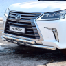 Защита переднего бампера двойная с пластинами d63/63мм (НПС) LEXUS 450D (2015-н.в.) купить недорого с доставкой в Можайск