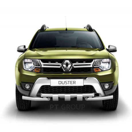 Защита переднего бампера двойная с зубьями d63/63мм (НПС) Renault Duster (2016-н.в.) купить недорого с доставкой в Можайск