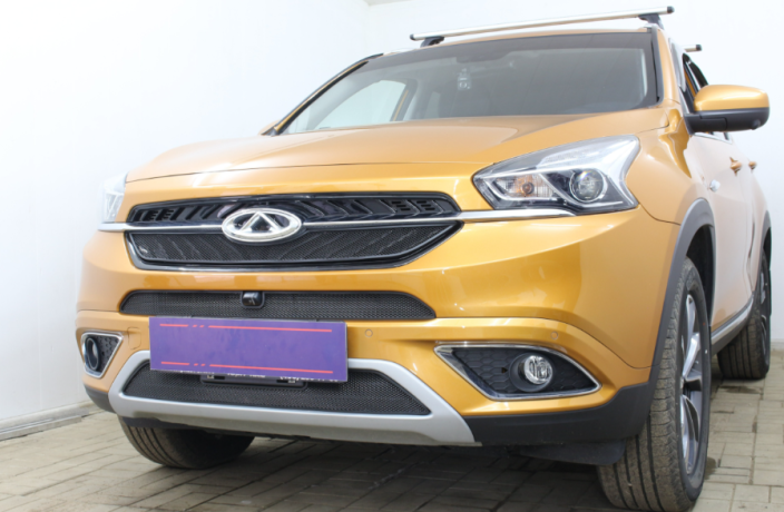 Защита радиатора "Standart" Chery Tiggo 7 (2016-2020) верх, чёрная купить недорого с доставкой в Можайск